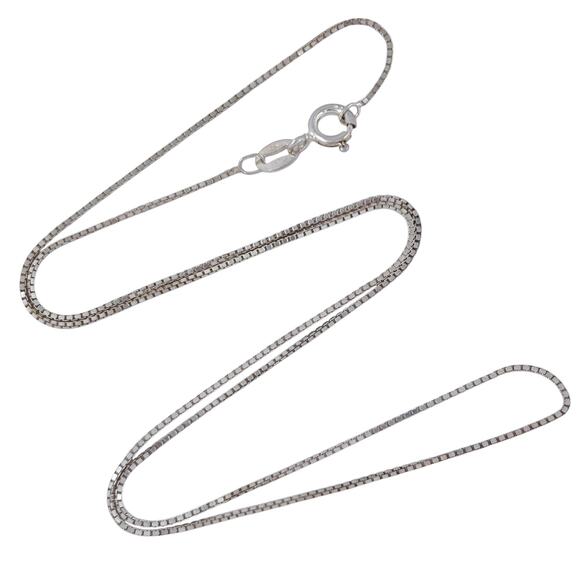 IBB Box Link Chain Necklace | Italian Vintage Sterling Silver 925 | 18" - Picture 1 of 3